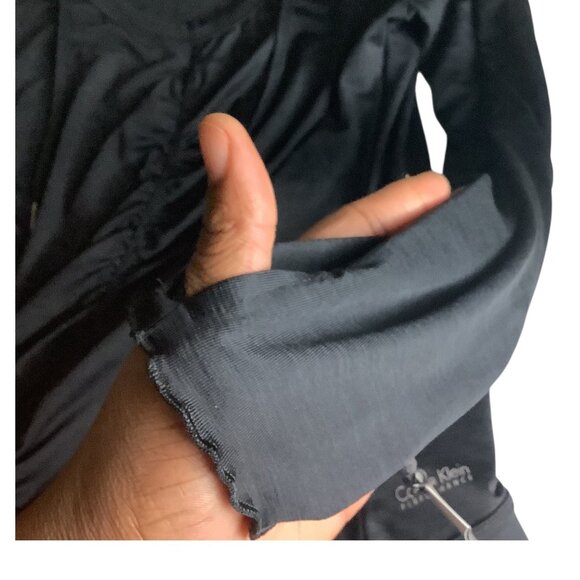 Calvin Klein Performance Quick Dry Womens Black Hooded Long Sleeve Ruched Top M - Picture 6 of 16